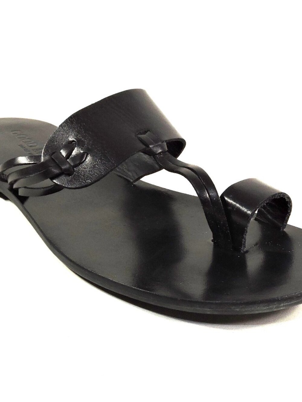 GOODMAN 🇮🇹 MEN'S BLACK SOFT LEATHER COMFORT SUMMER FLAT SANDALS
